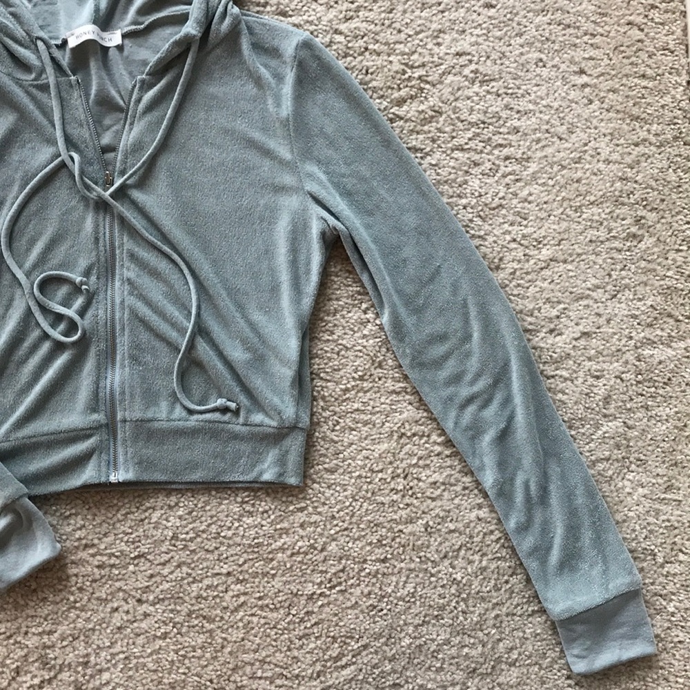 ♥️SIZE SM♥️Sage Color Hooded, Cropped Jacket - Picture 6 of 8
